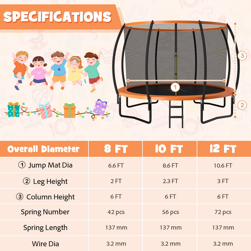 Load image into Gallery viewer, Goplus Recreational Trampolines 8FT 10FT 12FT, 400LBS Bearing Outdoor Trampoline with Enclosure - GoplusUS
