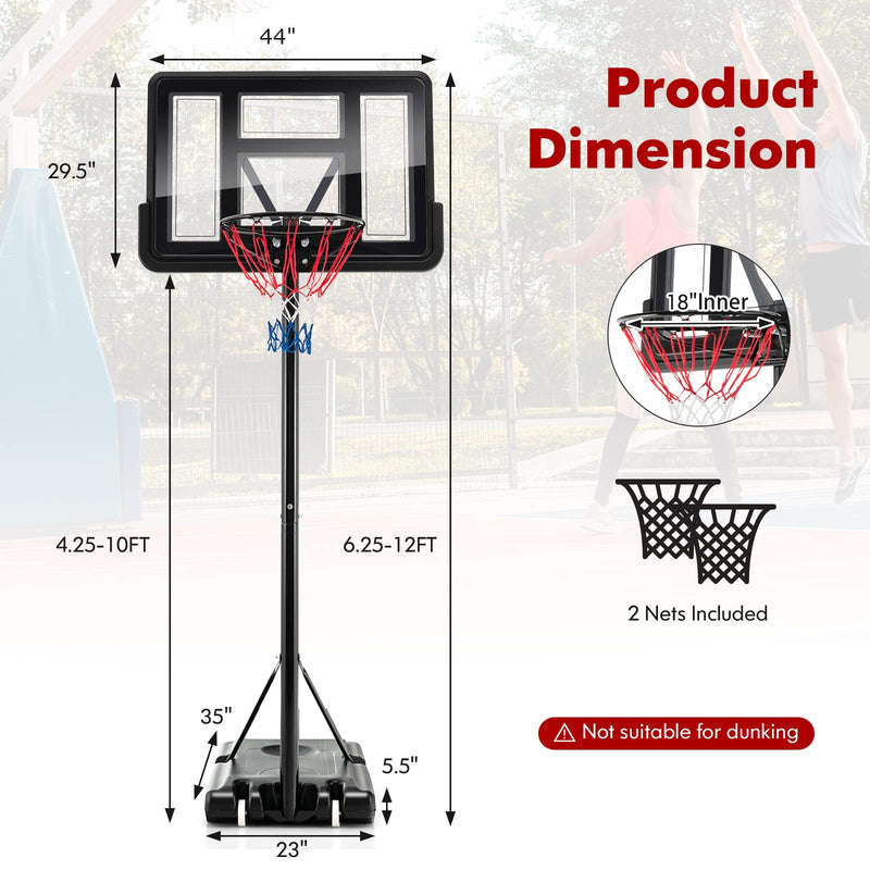 Load image into Gallery viewer, Goplus Portable Basketball Hoop Outdoor, 4.25-10FT 12-Level Height Adjustable Basketball Goal System - GoplusUS
