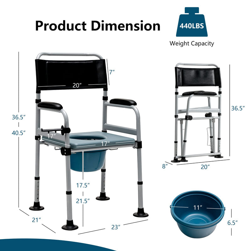 Load image into Gallery viewer, Goplus 4-in-1 Bedside Commode, Folding Toilet Bedside Shower Chair with Detachable Bucket - GoplusUS
