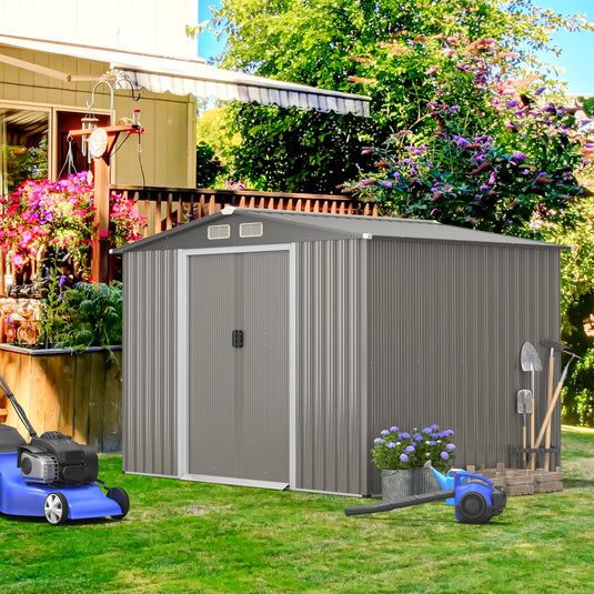 Goplus Outdoor Storage Shed, 8.5"x 6.8"x 6" Weather-Resistant Utility Tool Organizer w/Foundation