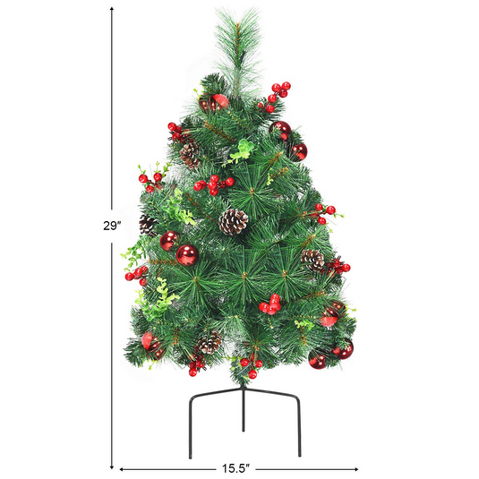 Goplus Set of 2 Pathway Christmas Trees, 2FT Pre-Lit Artificial Xmas Trees - GoplusUS
