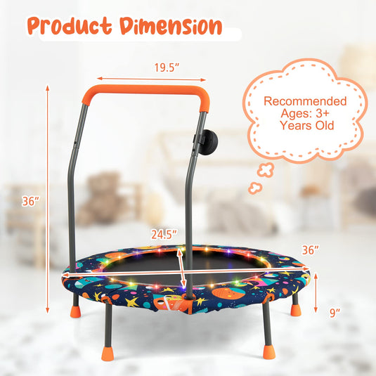 Goplus 36" Trampoline for Kids, Mini Toddler Trampoline with LED Lights, Bluetooth Speaker - GoplusUS