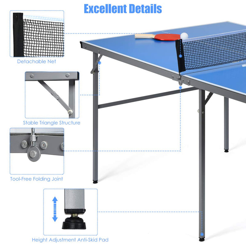 Load image into Gallery viewer, Portable Table Tennis Table, 100% Preassembled, Folding Ping Pong Table Game Set with Net
