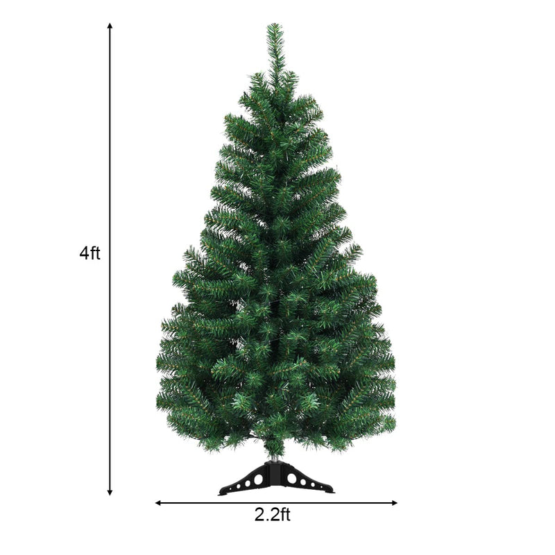 Load image into Gallery viewer, 4ft Pre-Lit Christmas Tree, Artificial PVC Xmas Tree with 100 Warm White LED Lights and Stable Triangular Stand - GoplusUS
