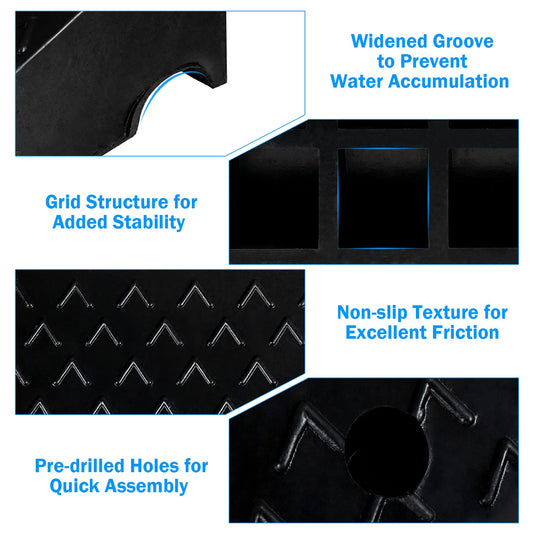 Rubber Curb Ramps, 5" H x 19" W Car Ramp Slope for Driveway Threshold Sidewalk Motorcycle