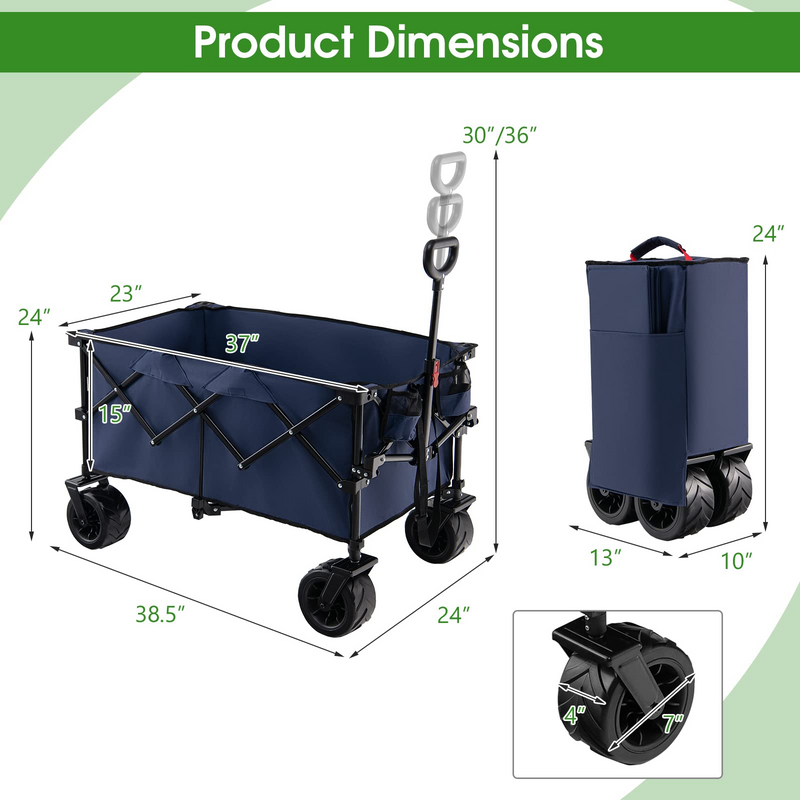 Load image into Gallery viewer, Goplus Collapsible Wagon Cart, Foldable Heavy Duty Utility Wagon with Adjustable Handle - GoplusUS
