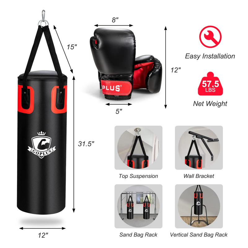 Load image into Gallery viewer, Goplus Punching Bag for Adults, 56 lbs Heavy Hanging Boxing Bag Set with 12 OZ Punching Gloves &amp; Hand Wraps - GoplusUS
