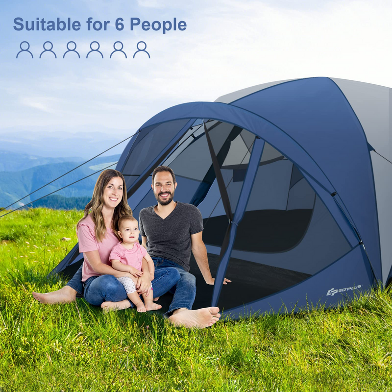 Load image into Gallery viewer, Goplus 6 Person Camping Tent, Portable Camping Dome Tent with Screen Room Porch - GoplusUS
