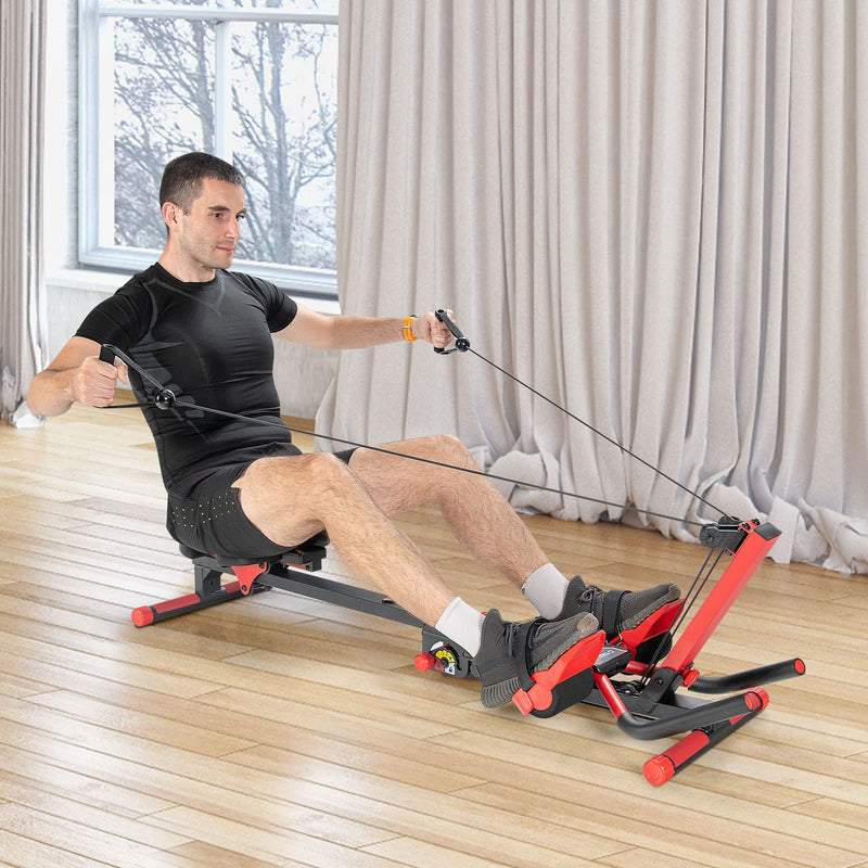 Load image into Gallery viewer, 4 in 1 Folding Rowing Machine, AB Crunch Workout Machine w/3-Level Angle &amp; Adjustable Tension - GoplusUS
