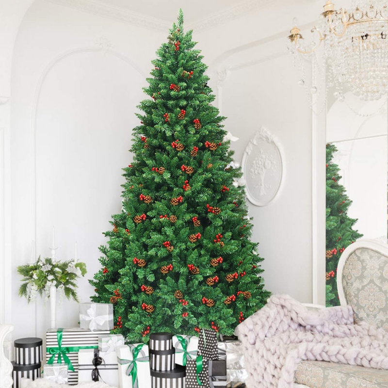 Load image into Gallery viewer, Goplus 7.5FT Pre-Lit Christmas Tree with 550 LED Lights, Hinged Artificial Christmas Tree with 1526 Branch Tips - GoplusUS
