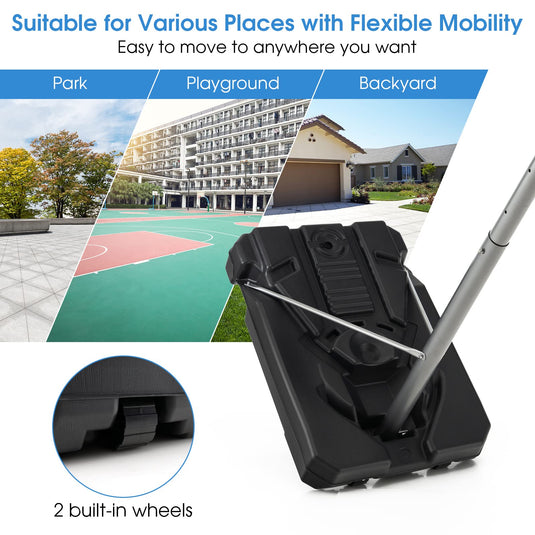 Goplus Portable Basketball Hoop Outdoor, 64"-79" Poolside Basketball Goal Height Adjustable