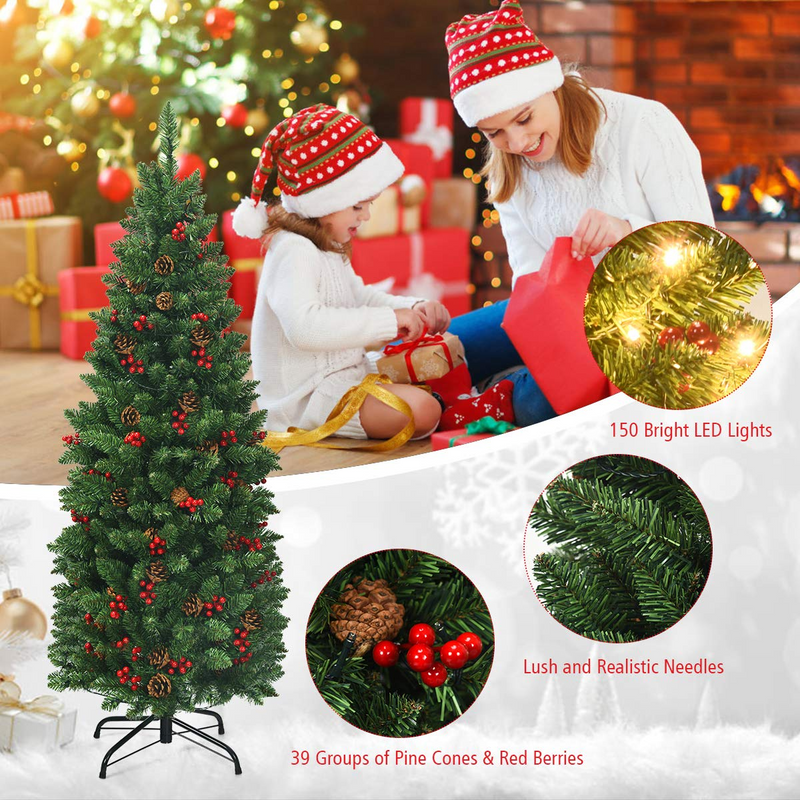 Load image into Gallery viewer, Goplus Pre-Lit Pencil Christmas Tree - GoplusUS
