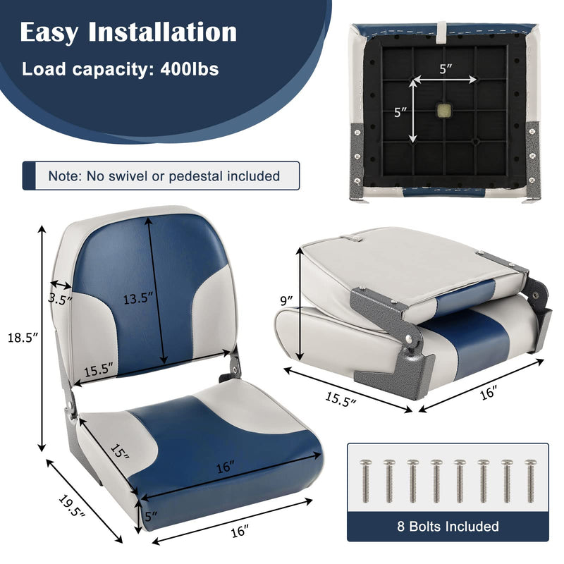 Load image into Gallery viewer, Goplus 2 Pack Low Back Boat Seat, Folding Boat Seats with Stainless Steel Screws &amp; Aluminum Hinges
