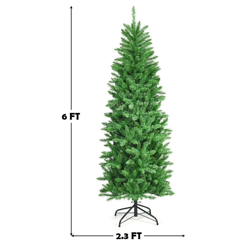 Load image into Gallery viewer, Goplus 6ft Pre-lit Artificial Christmas Tree, Hinged Fir Pencil Christmas Tree with 250 LED Lights - GoplusUS
