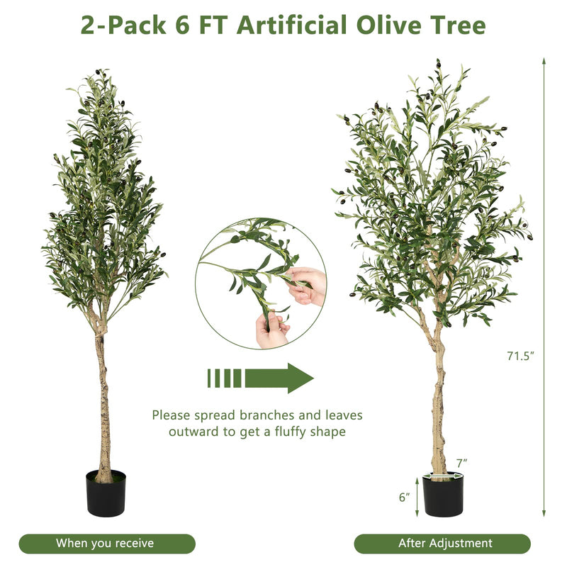 Load image into Gallery viewer, Goplus 6ft Artificial Olive Tree, Tall Fake Potted Olive Silk Tree with Planter
