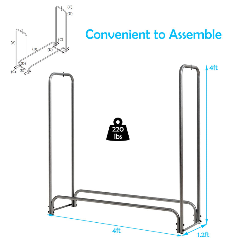 Load image into Gallery viewer, Goplus 4FT Firewood Rack Outdoor with Cover, Heavy Duty Firewood Log Holder - GoplusUS
