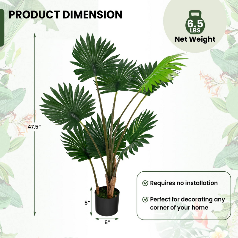 Load image into Gallery viewer, Goplus 4ft Artificial Fan Palm Tree, Fake Tropical Palm Tree with 8 Large Leaves - GoplusUS
