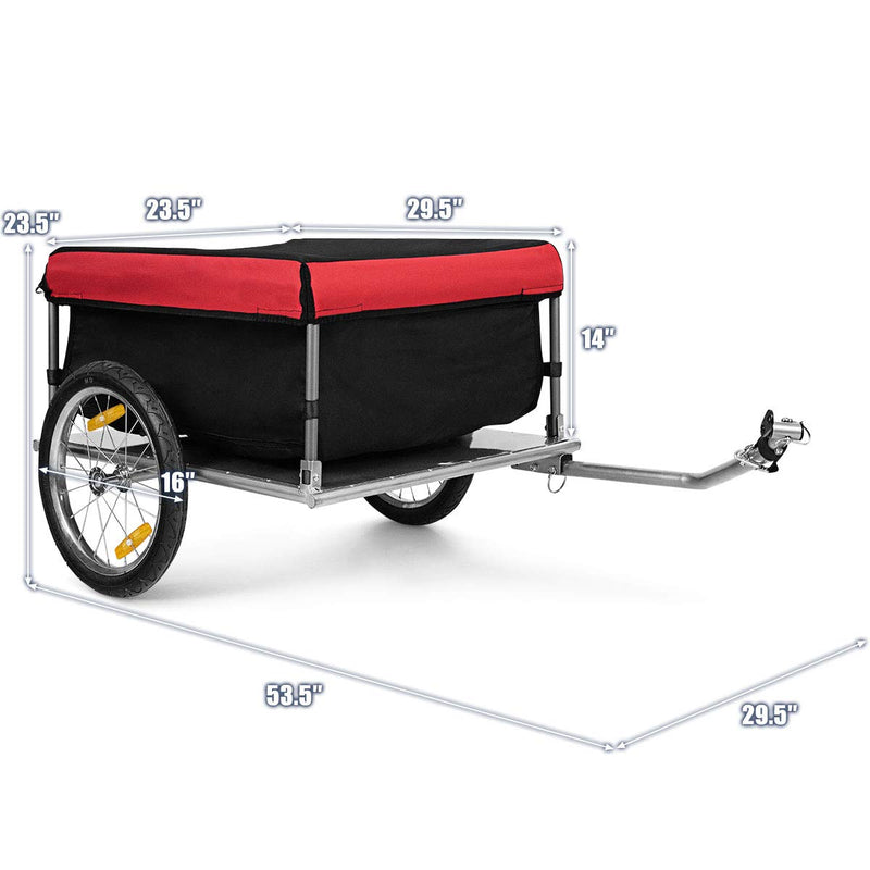 Load image into Gallery viewer, Cargo Bike Trailer, Folding Frame Quick Release 16&quot; Wheels Bicycle Cargo Trailer - GoplusUS
