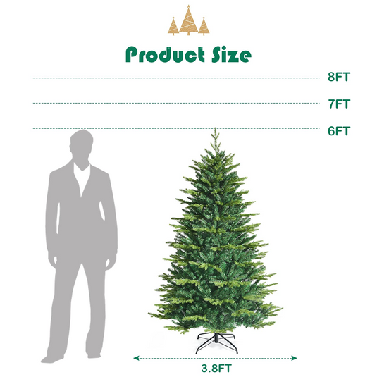 Goplus 6ft Pre-lit Christmas Tree, Hinged Artificial Xmas Tree w/ 420 APP Controlled LED Lights - GoplusUS