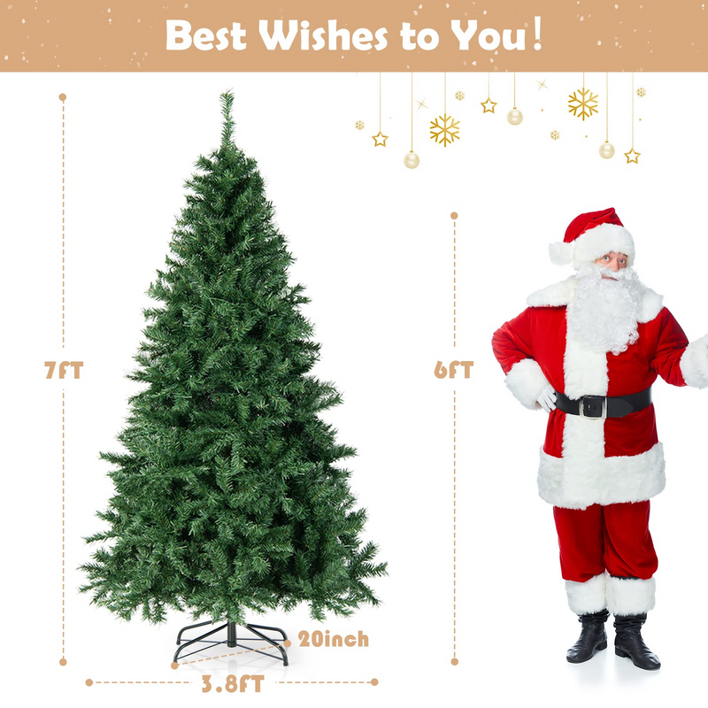 Load image into Gallery viewer, Goplus 7ft Artificial Pre-Lit Christmas Tree, Hinged Full Xmas Tree with 350 Multi-Color LED Lights - GoplusUS
