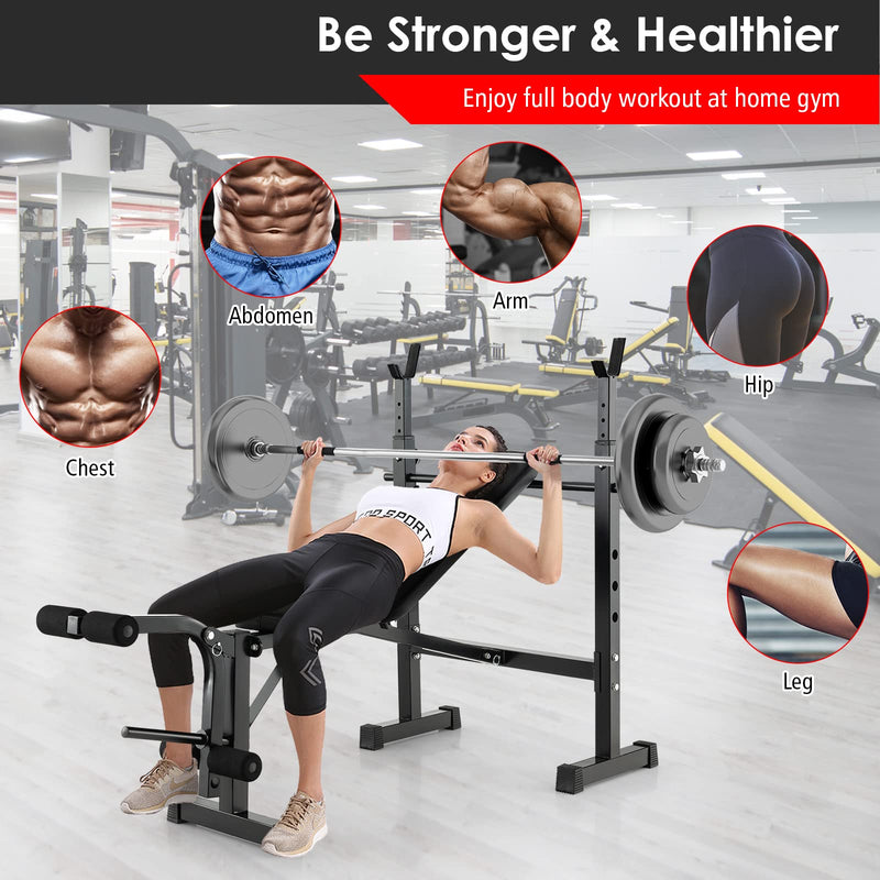 Load image into Gallery viewer, Goplus Adjustable Olympic Weight Bench Barbell Rack Set, Foldable Workout Bench Press Set with Leg Developer
