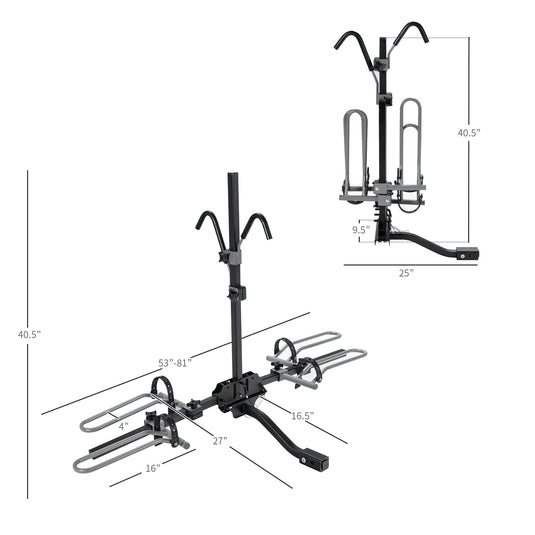 Goplus Hitch Mount Bike Rack, Folding 2-Bike Platform Style Carrier for MTB - GoplusUS