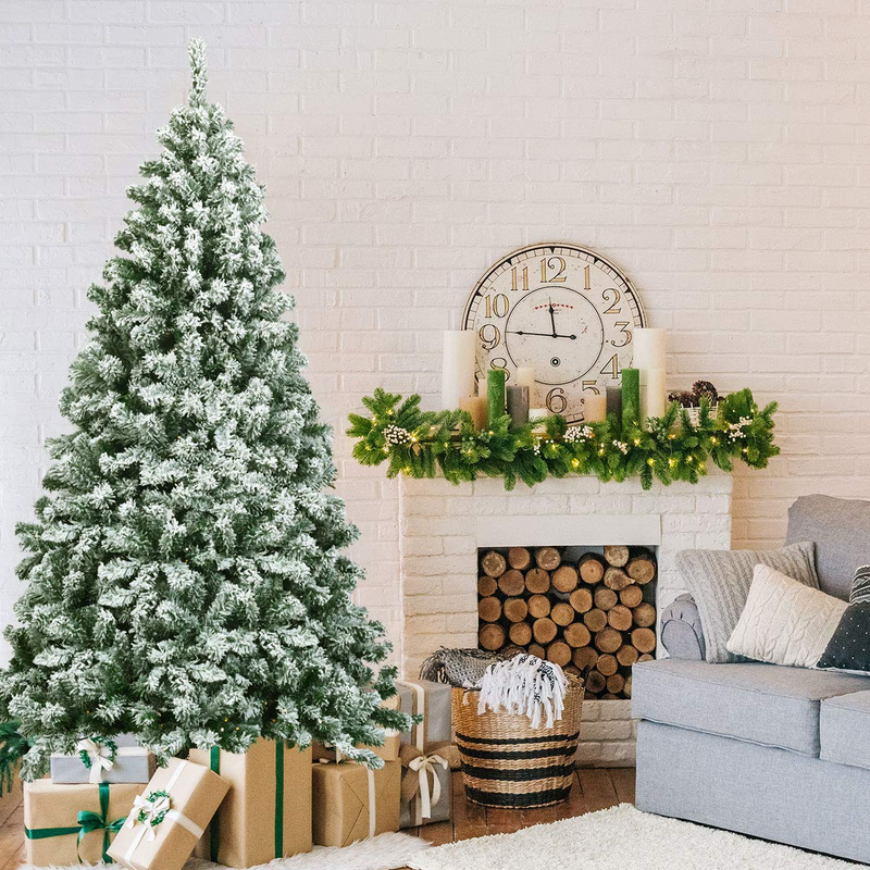 Load image into Gallery viewer, Goplus Snow Flocked Christmas Tree, Artificial Hinged Pine Tree - GoplusUS
