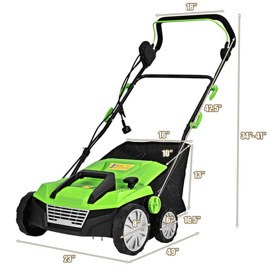 Goplus 2-in-1 Corded Lawn Dethatcher with 4 Cutting Heights - GoplusUS
