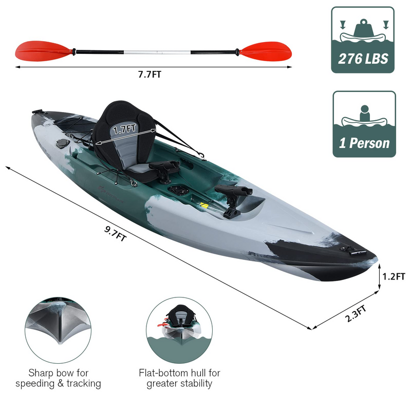 Load image into Gallery viewer, Goplus Sit-on-Top Fishing Kayaks for Adults, 9.7 FT One Person Recreational Touring Kayak - GoplusUS
