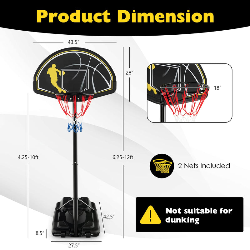 Load image into Gallery viewer, Goplus Portable Basketball Hoop Outdoor Indoor, 4.25-10FT 12-Level Adjustable Basketball Goal - GoplusUS
