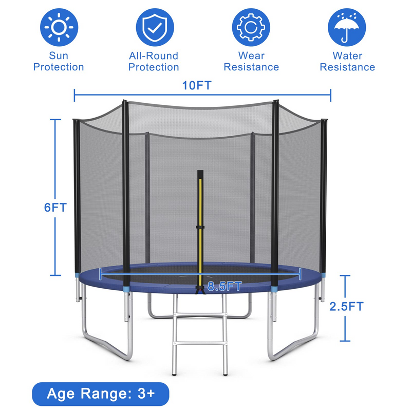 Load image into Gallery viewer, Goplus Trampoline 8FT 10FT 12FT 14FT 15FT 16FT, ASTM Approved Outdoor Recreational Trampolines W/Enclosure Net - GoplusUS
