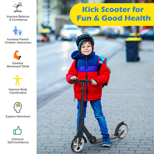 Goplus Foldable Kick Scooter, Adjustable Lightweight Sports Scooters W/ 8" Big Wheels - GoplusUS
