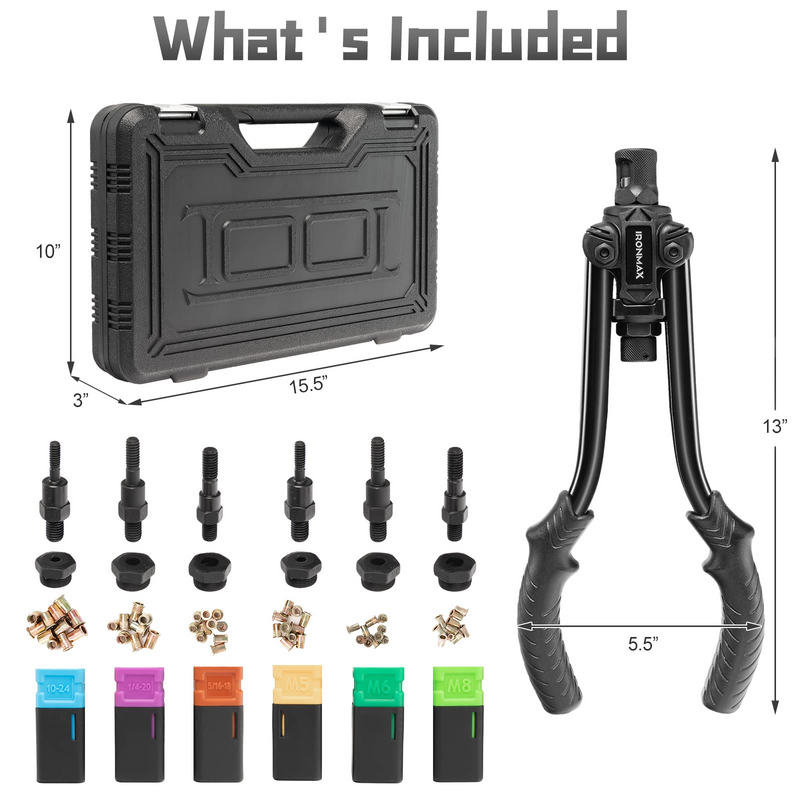 Load image into Gallery viewer, 13&quot; Rivet Nut Tool Kit with 6 Metric &amp; SAE Mandrels-M5, M6, M8 - GoplusUS
