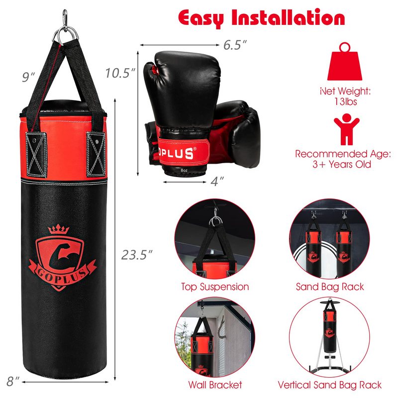 Load image into Gallery viewer, Goplus Punching Bag Set for Kids , Filled Boxing Heavy Bag with Punching Gloves &amp; Hand Wraps - GoplusUS
