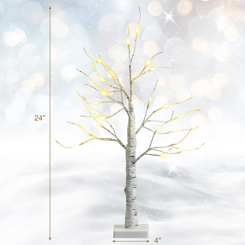 Load image into Gallery viewer, Goplus 2FT Lighted Birch Tree, Artificial Small Tree White Christmas Tree - GoplusUS
