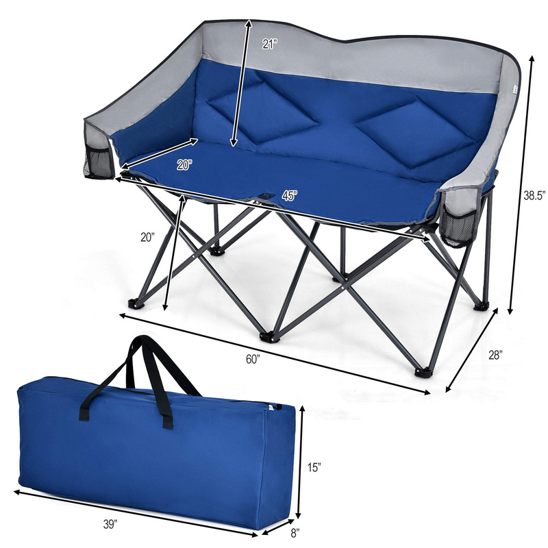 Load image into Gallery viewer, Goplus Loveseat Camping Chair, Double Folding Chair for Adults Couples w/Storage Bags &amp; Padded High Backrest - GoplusUS
