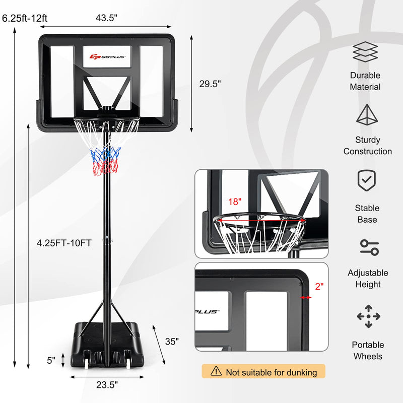 Load image into Gallery viewer, Goplus Portable Basketball Hoop Outdoor, 4.5FT-10FT Height Adjustable Basketball Goal System - GoplusUS
