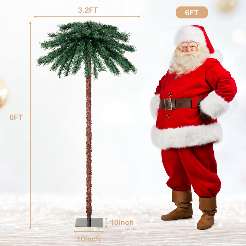 Load image into Gallery viewer, Goplus 6 FT Pre-Lit Artificial Christmas Tree, Lighted Xmas Palm Tree W/ 210 Multi-Color LED Lights - GoplusUS
