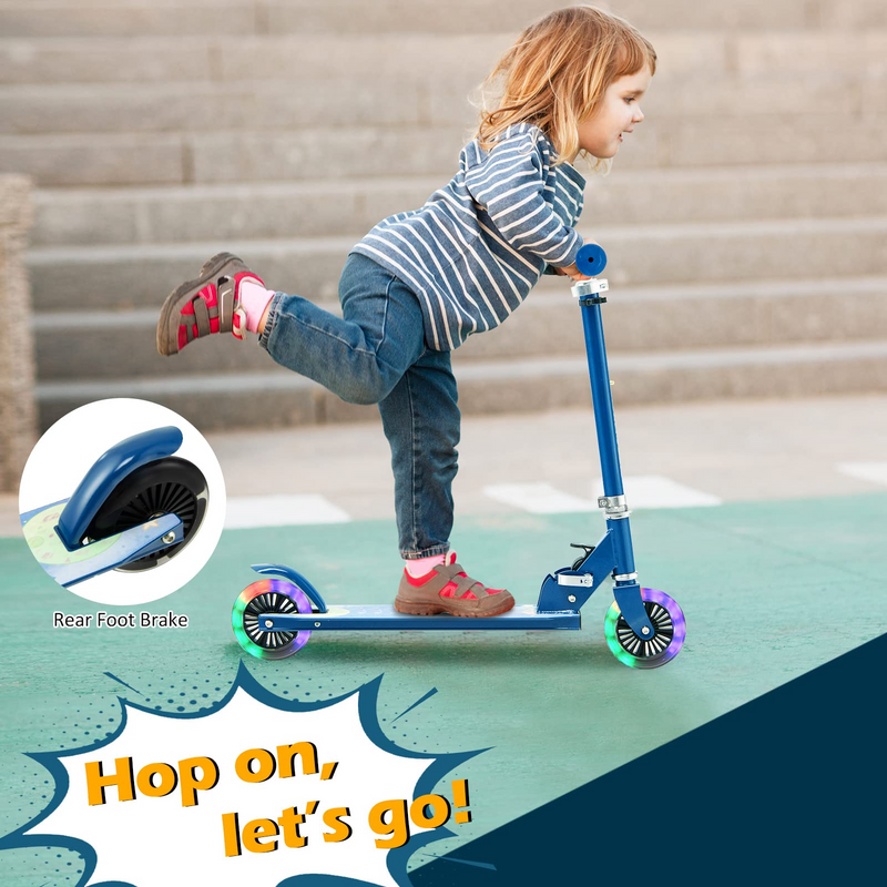 Load image into Gallery viewer, Goplus Folding Kick Scooter for Kids, 2 Light Up Flashing Wheels Scooter W/ 3 Adjustable Heights, Rear Brake System - GoplusUS

