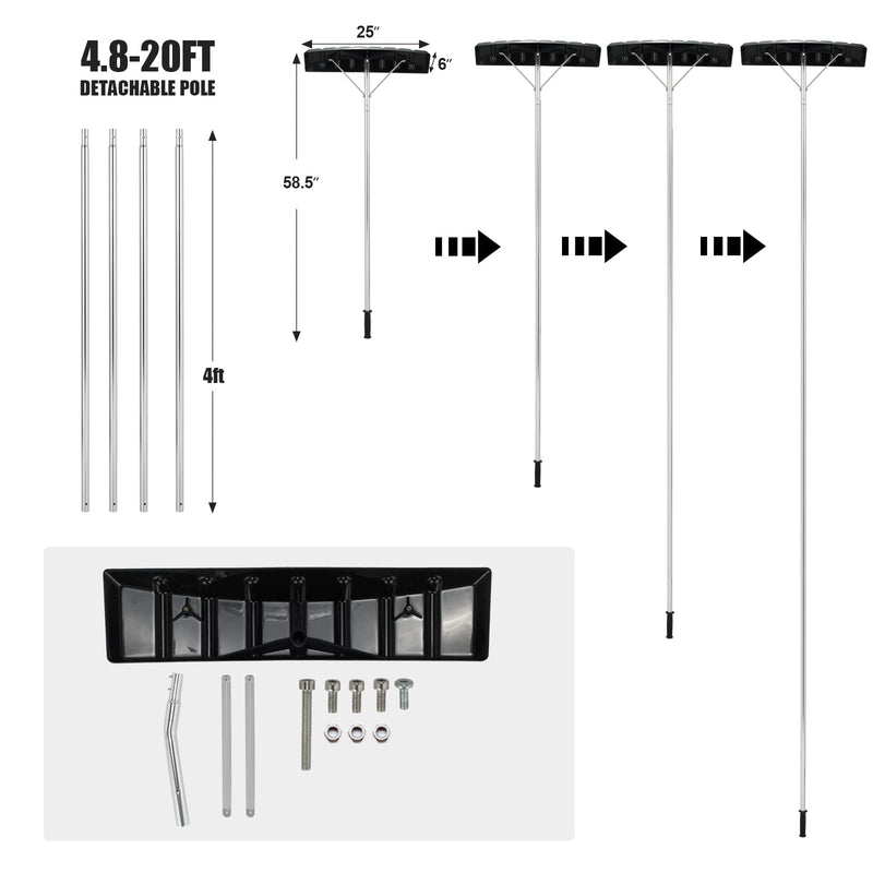 Load image into Gallery viewer, Snow Roof Rake, Extendable 4.8-20FT Snow Shovel for Snow Removal
