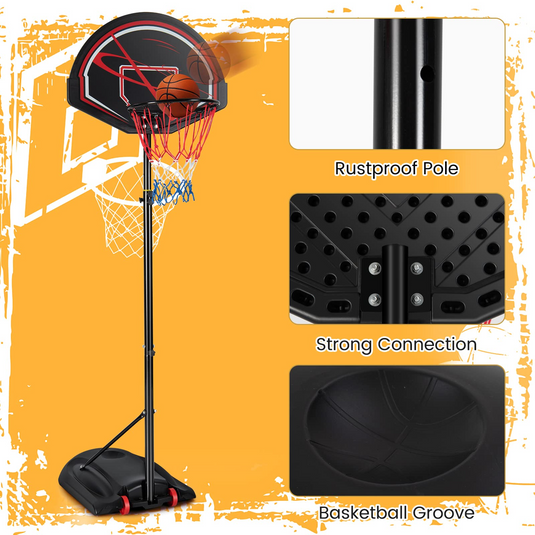 Goplus Portable Basketball Hoop Outdoor, 6.9-8.9 FT Height Adjustable Basketball Stand with 32 Shatterproof Backboard - GoplusUS