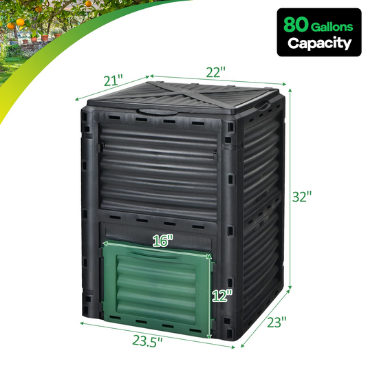 Goplus Compost Bin, 80 Gallon(300 L) Large Composting Box - GoplusUS