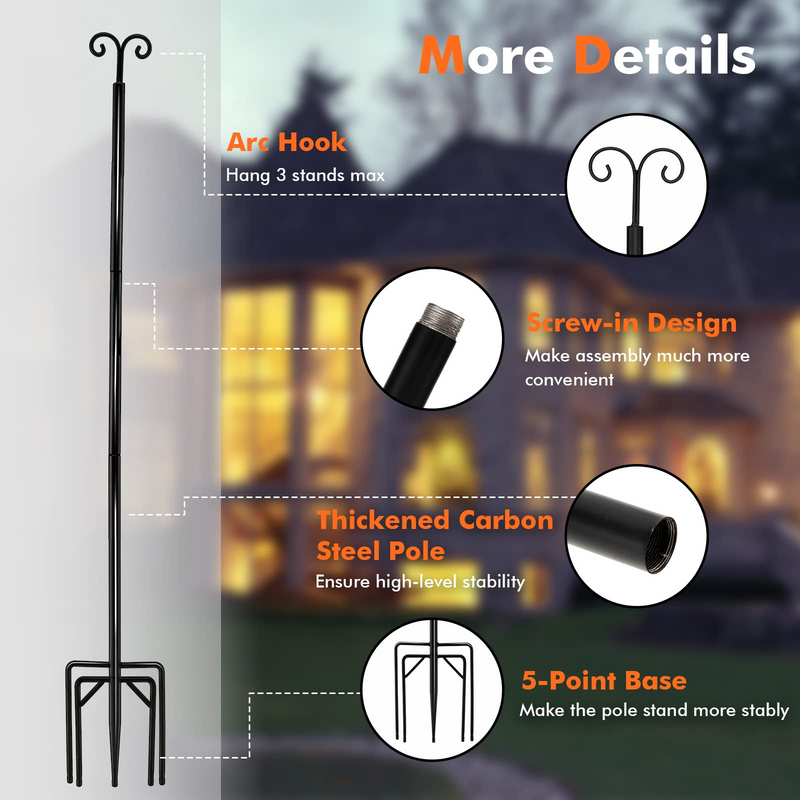 Load image into Gallery viewer, Goplus String Light Pole for Outside, 2 Pack 8ft / 10 ft Outdoor Metal Poles with Hooks for Hanging String Lights - GoplusUS
