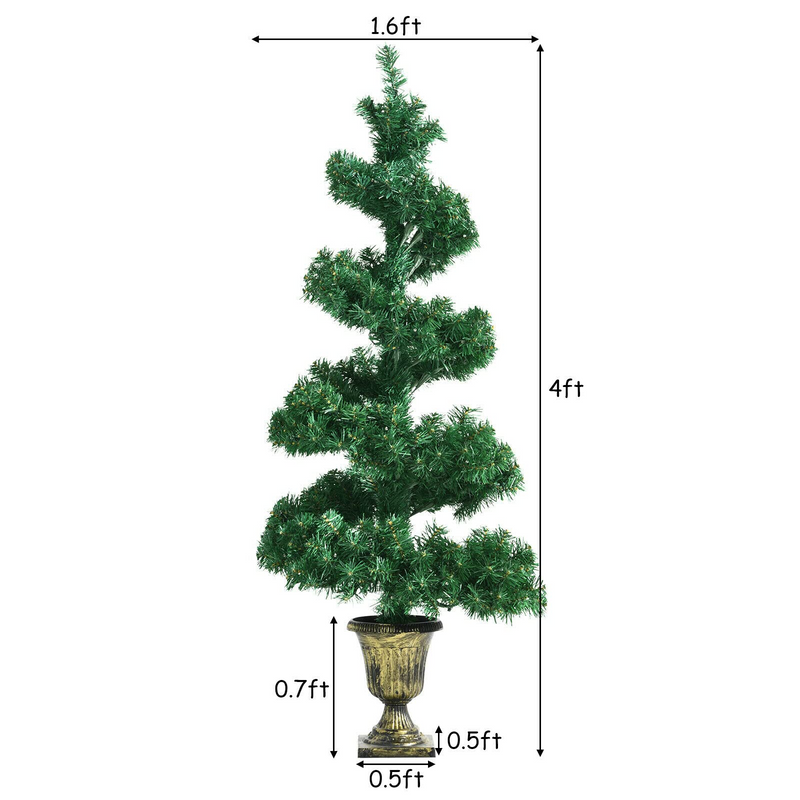 Load image into Gallery viewer, Goplus 4ft Pre-Lit Christmas Tree for Entrances, 2 Pack Artificial Spiral Topiary Tree with 150 LED Lights - GoplusUS
