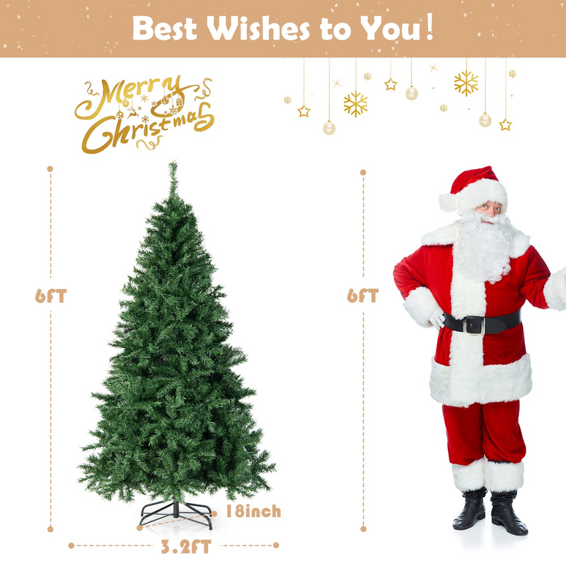 Load image into Gallery viewer, Goplus 6ft Artificial Pre-Lit Christmas Tree, Hinged Full Xmas Tree with 260 Multi-Color LED Lights - GoplusUS
