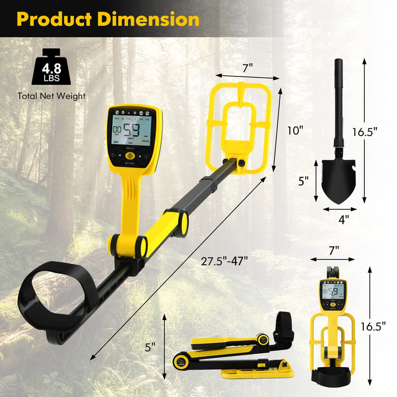 Load image into Gallery viewer, Goplus Foldable Metal Detector for Adults, Professional Waterproof Gold Silver Detector with Higher Accuracy
