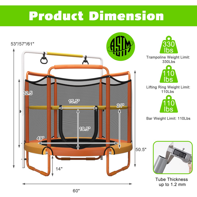 Load image into Gallery viewer, 60 Inch Kids Trampoline with Safety Enclosure Net - GoplusUS
