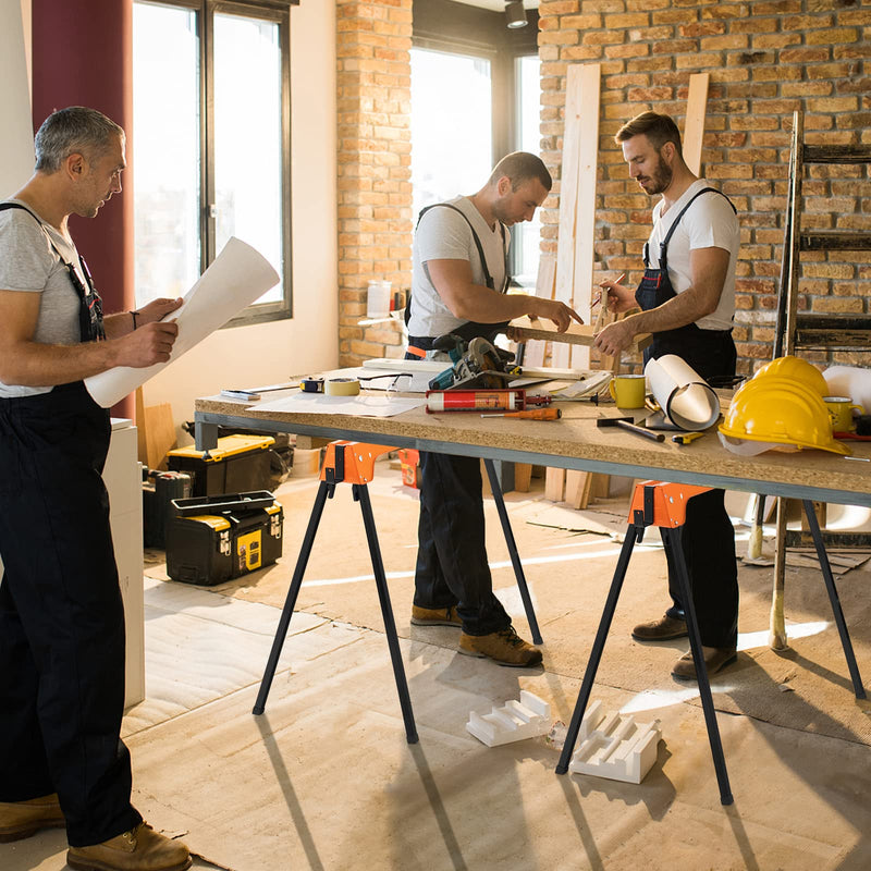 Load image into Gallery viewer, Goplus Folding Sawhorses Twin Pack, Portable Saw Horses with 2x4 Support Arms, 1322 LB Capacity
