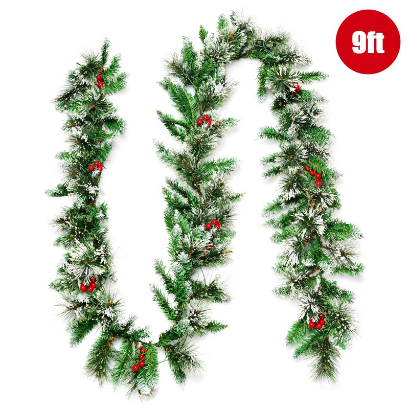 Load image into Gallery viewer, Goplus 9FT Pre-lit Christmas Garland, Artificial Christmas Pine Rattan w/Timer - GoplusUS
