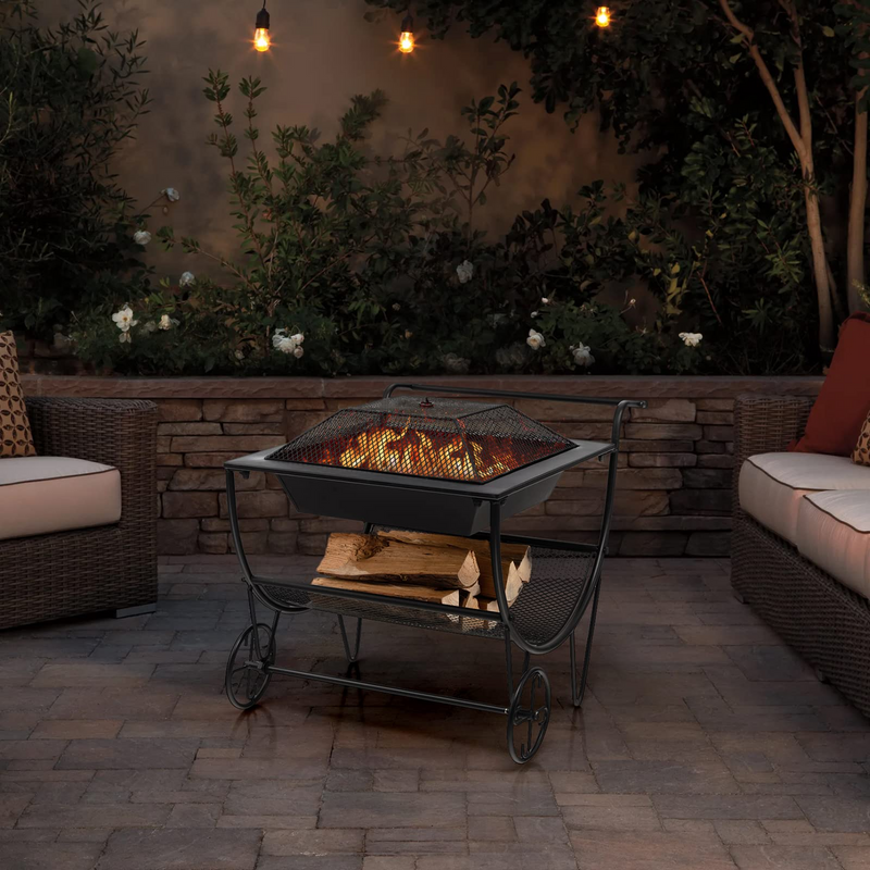 Load image into Gallery viewer, Goplus Outdoor Fire Pit with Wheels, 27.5&quot; Small Bonfire Pit with Spark Screen - GoplusUS
